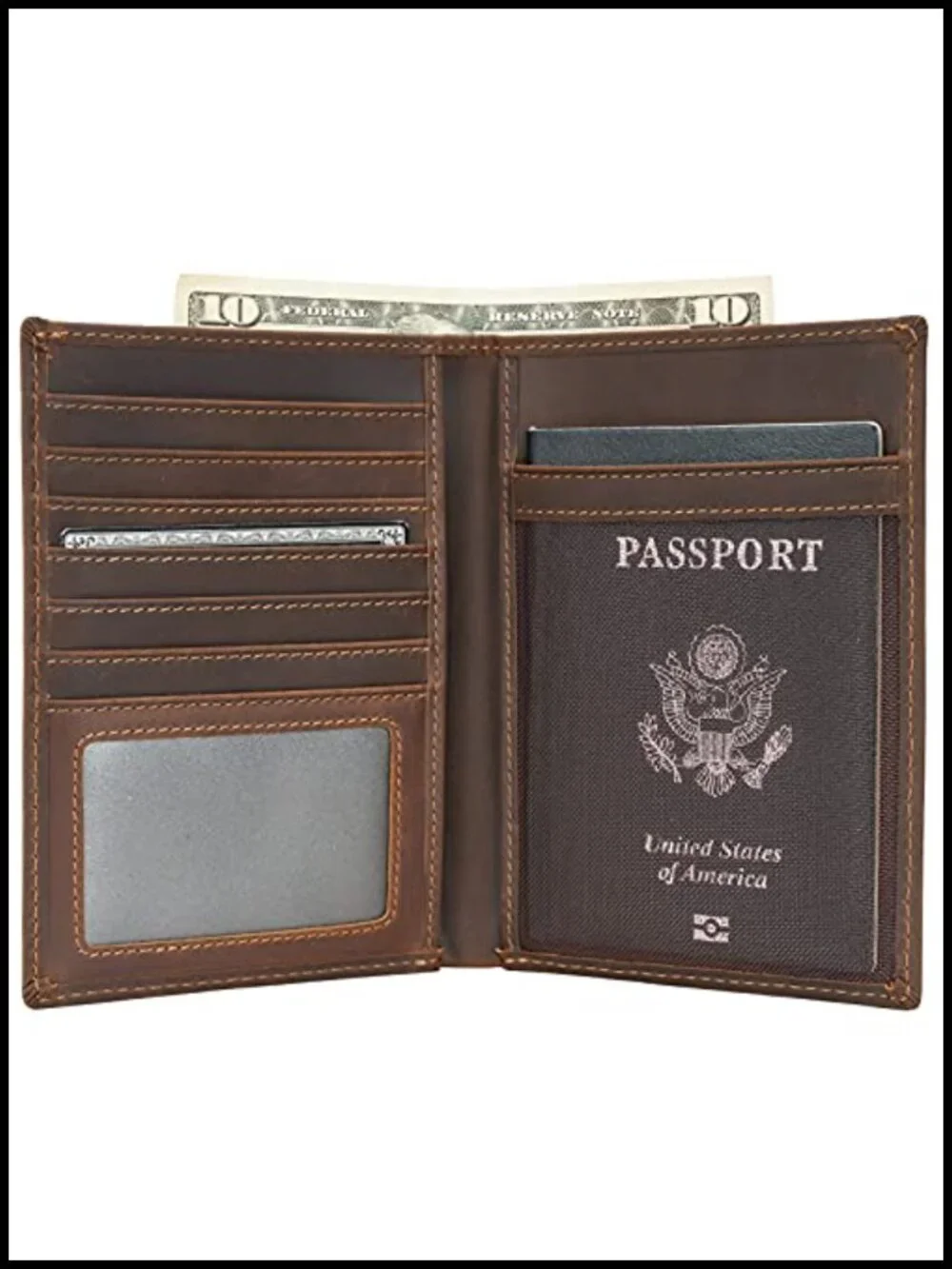 Genuine Full Grain Leather Passport Holder RFID Blocking Travel Wallet
